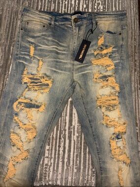 Invengel Light Blue Ripped Skinny Men's Jeans